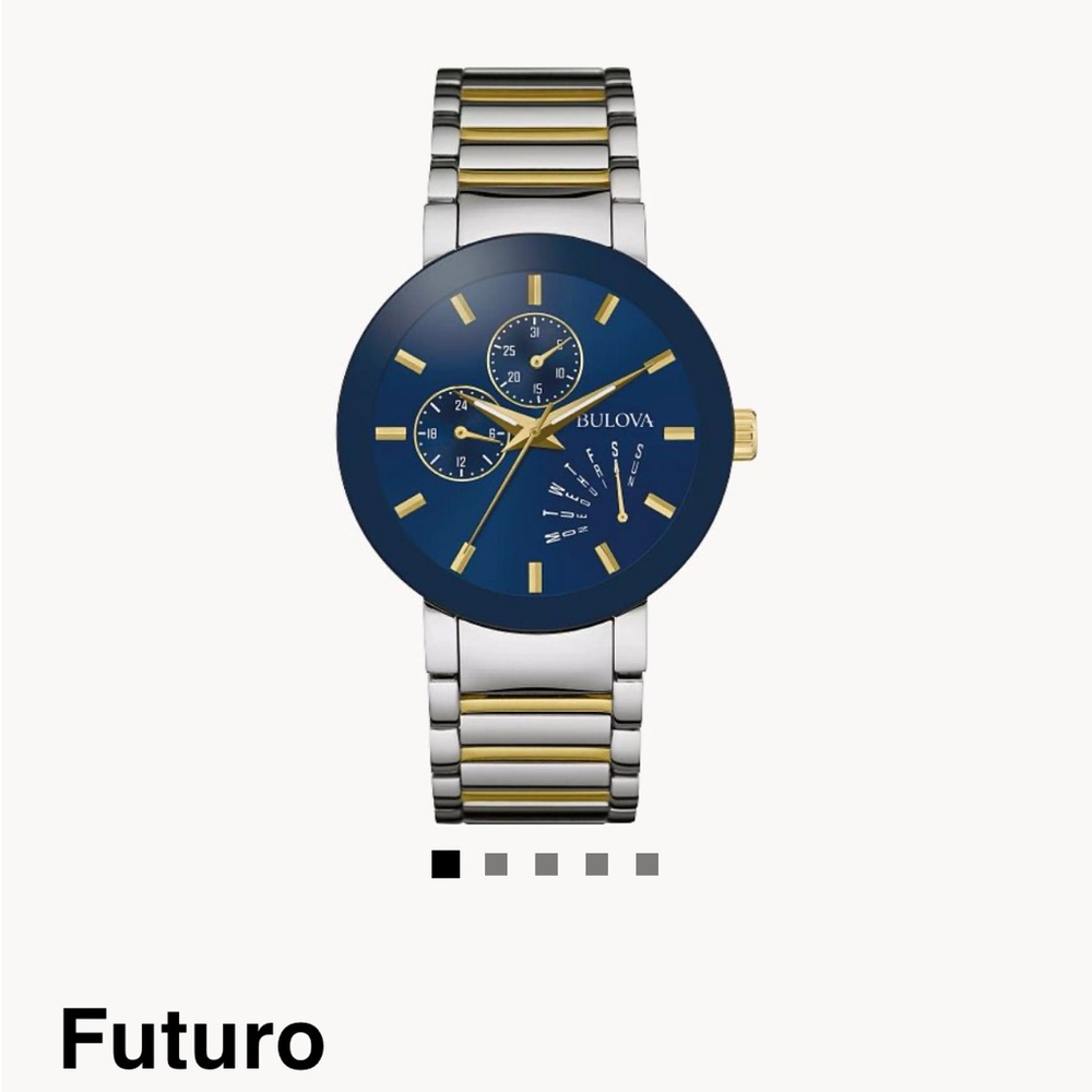 Bulova Futuro Blue Dial Gold Accent Watch